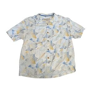 Mens‎ XL Silk Resort Shirt Abstract Print Lightweight Button Up Vacation Wear